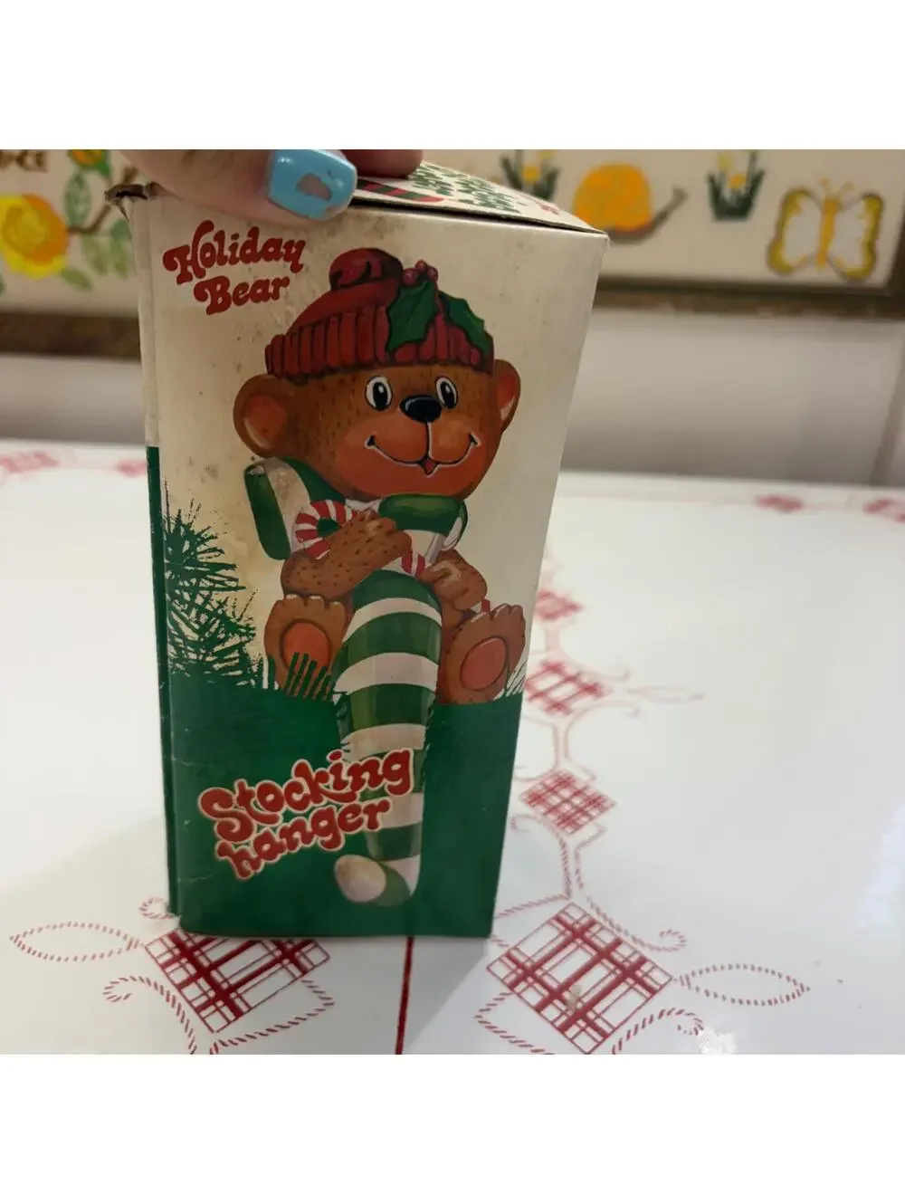 Bear stocking holder vintage 1982 Christmas holiday